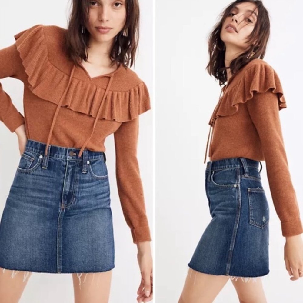 Madewell Rigid Denim Straight Mink Jean Skirt 28